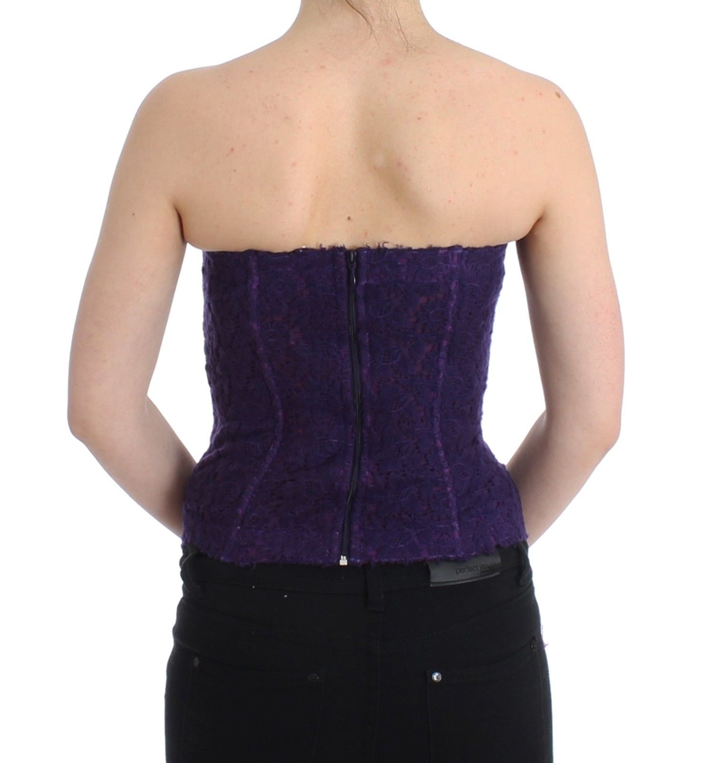 Lingerie Purple Corset Bustier Top Floral Lace