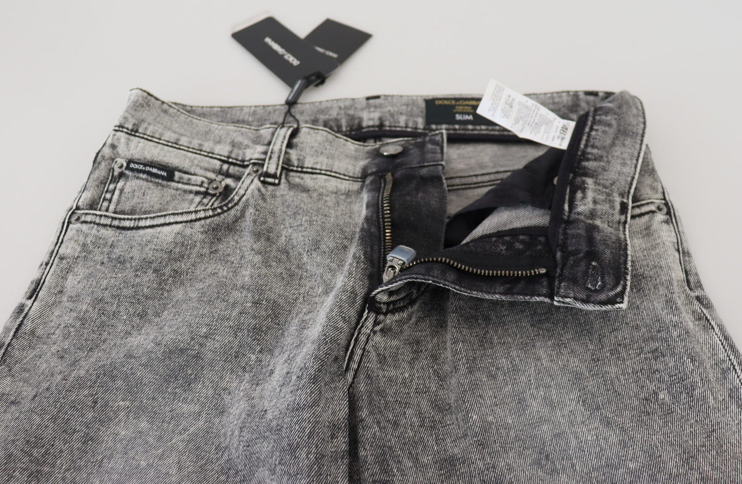 Gray Slim Fit Wash Stretch Cotton Denim Jeans