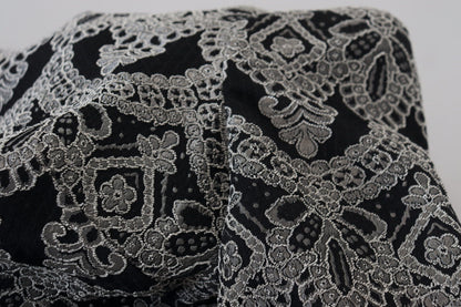 Black Gray Jacquard Sheath Bodycon Dress