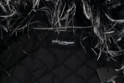 Black White Fur Shearling Full Zip Jacket