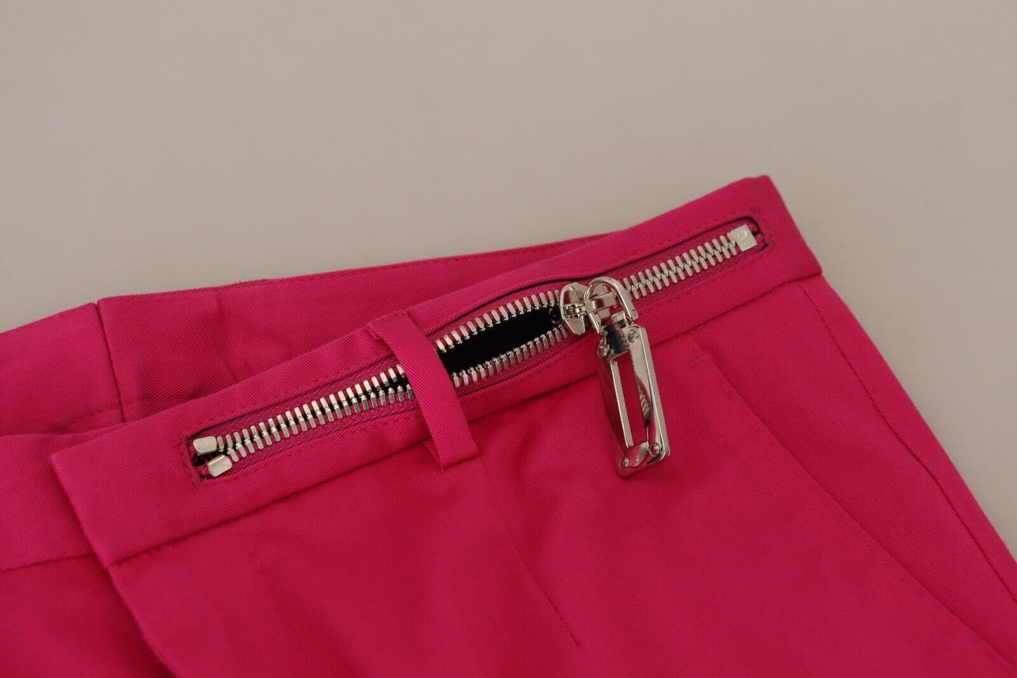 Pink Zipper Buckle Waist Trousers Pants