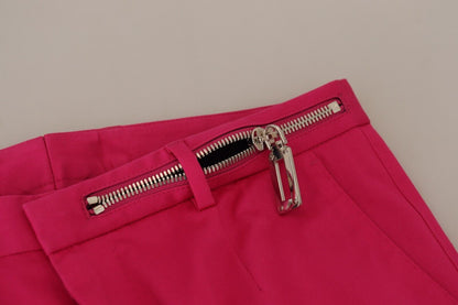 Pink Zipper Buckle Waist Trousers Pants