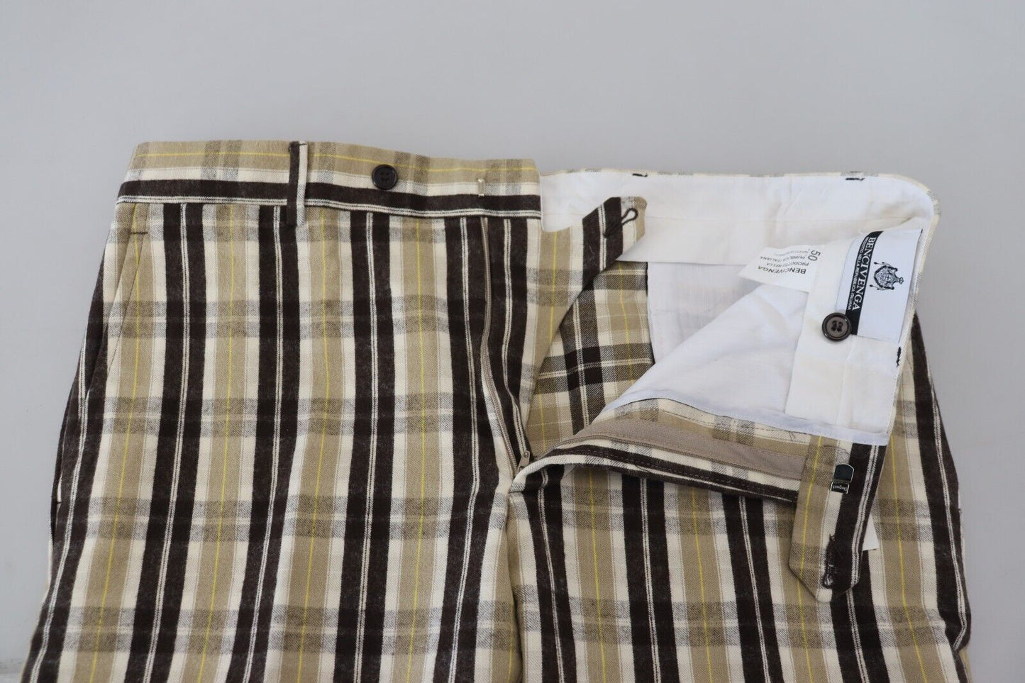 Multicolor Checkered Cotton Straight Fit Men Pants