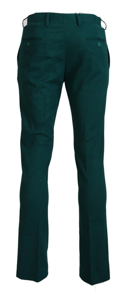 Green Straight Fit Men Formal Trousers Pants