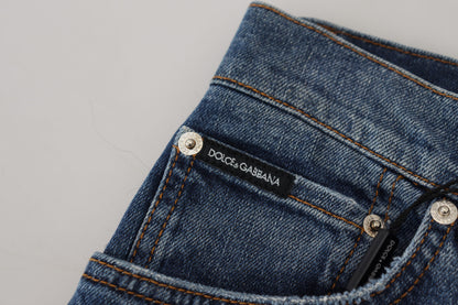 Blue Checkered Back Skinny Denim Jeans