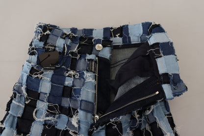 Multicolor Patchwork Cotton Denim Jeans