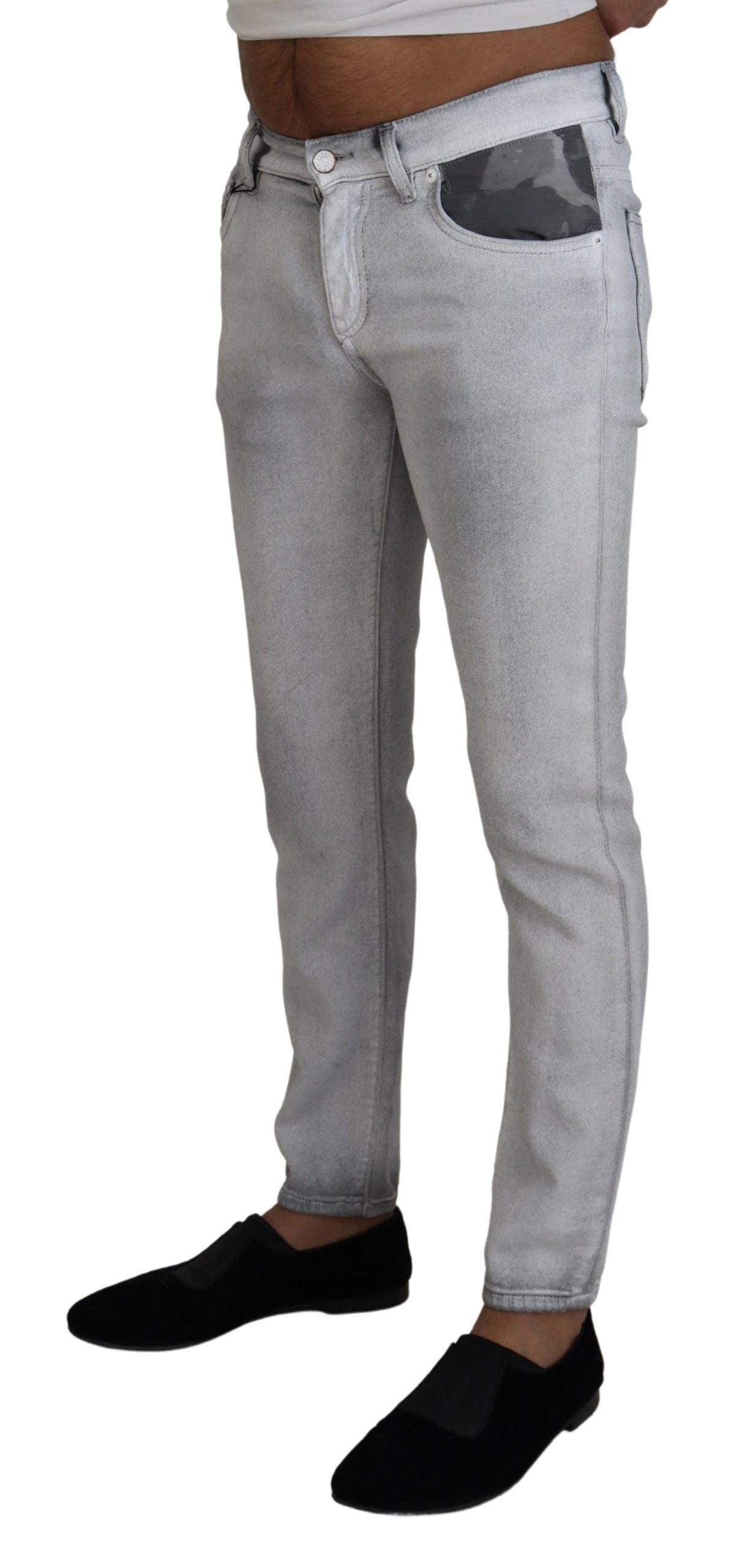 Gray Washed Skinny Men Denim Jeans