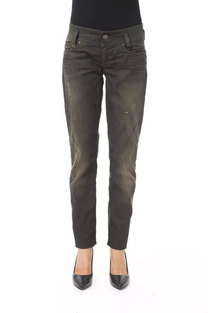 Black Cotton Women's Regular Jeans