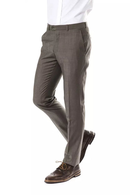 Gray Wool Men Suit Pant