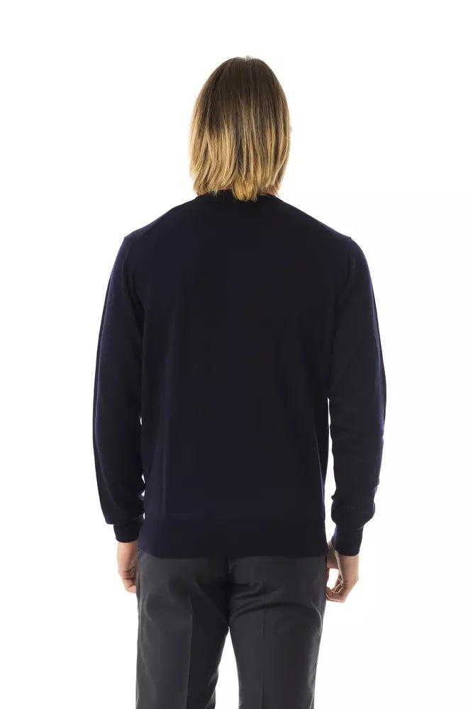 Blue Merino Wool Men's Sweater