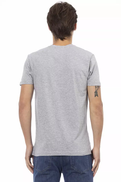 Gray Cotton Men's V-Neck T-Shirt