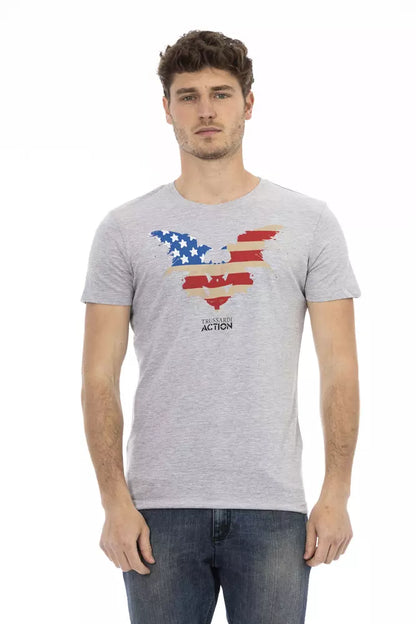 Gray Cotton Men T-Shirt