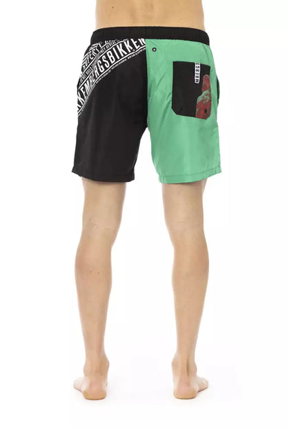 Green Polyester Men's Swim Short