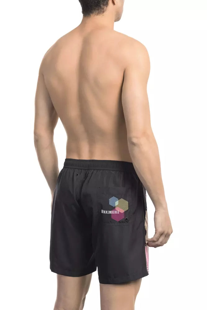 Black Polyester Men's Swim Short
