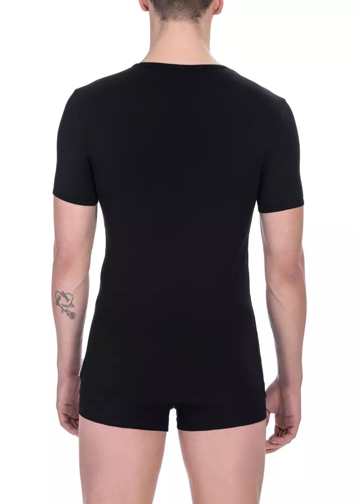 Black Cotton Men's V-Neck T-Shirt