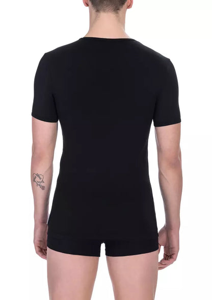 Black Cotton Men's V-Neck T-Shirt