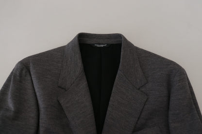Gray Wool Stretch Slim Fit Jacket Blazer