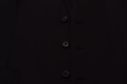 Dark Blue Wool Stretch Waistcoat Formal Vest