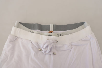 White Cotton Logo Mens Jogger Pants