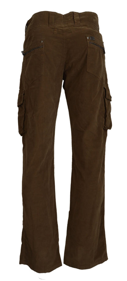 Brown Cotton Corduroy Cargo Pants