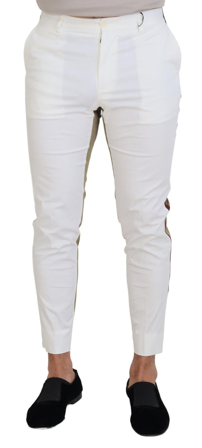 White Brown Slim Fit Chino Pants