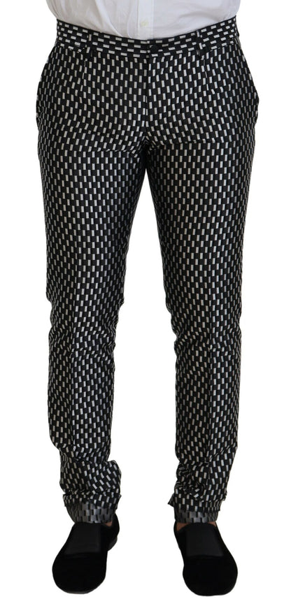 Black White Silk MARTINI Slim Fit Suit