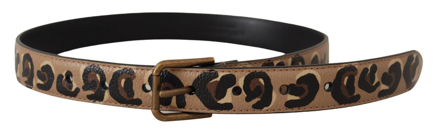 Brown Leopard Print Vintage Metal Waist Buckle Belt
