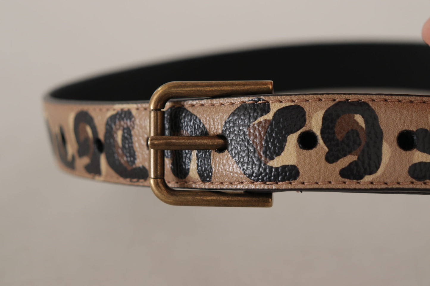 Brown Leopard Print Vintage Metal Waist Buckle Belt