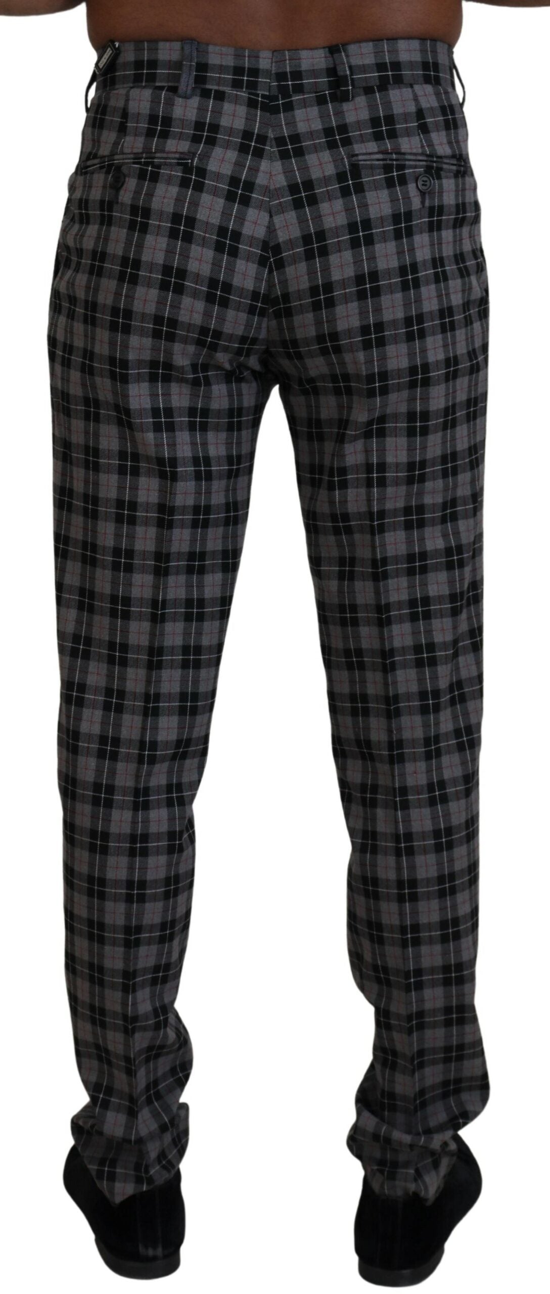 Gray Checkered Slim Fit Men Pants