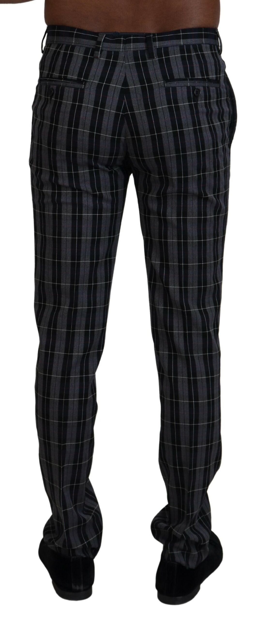 Gray Checkered Slim Fit Men Pants