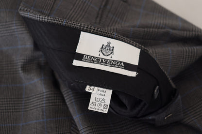 Gray Checkered Wool Dress Formal Pants