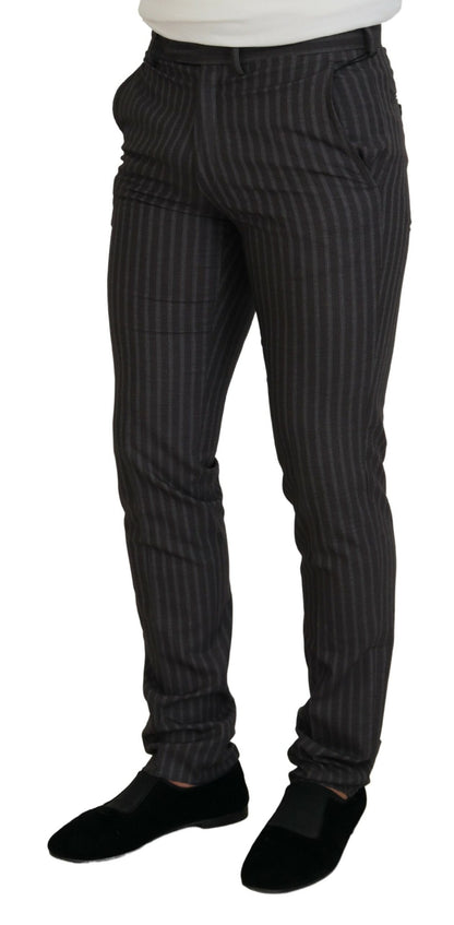 Brown Stripes Slim Fit Men Pants