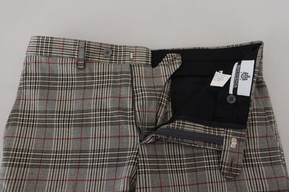 Gray Checkered Skinny Men Pants