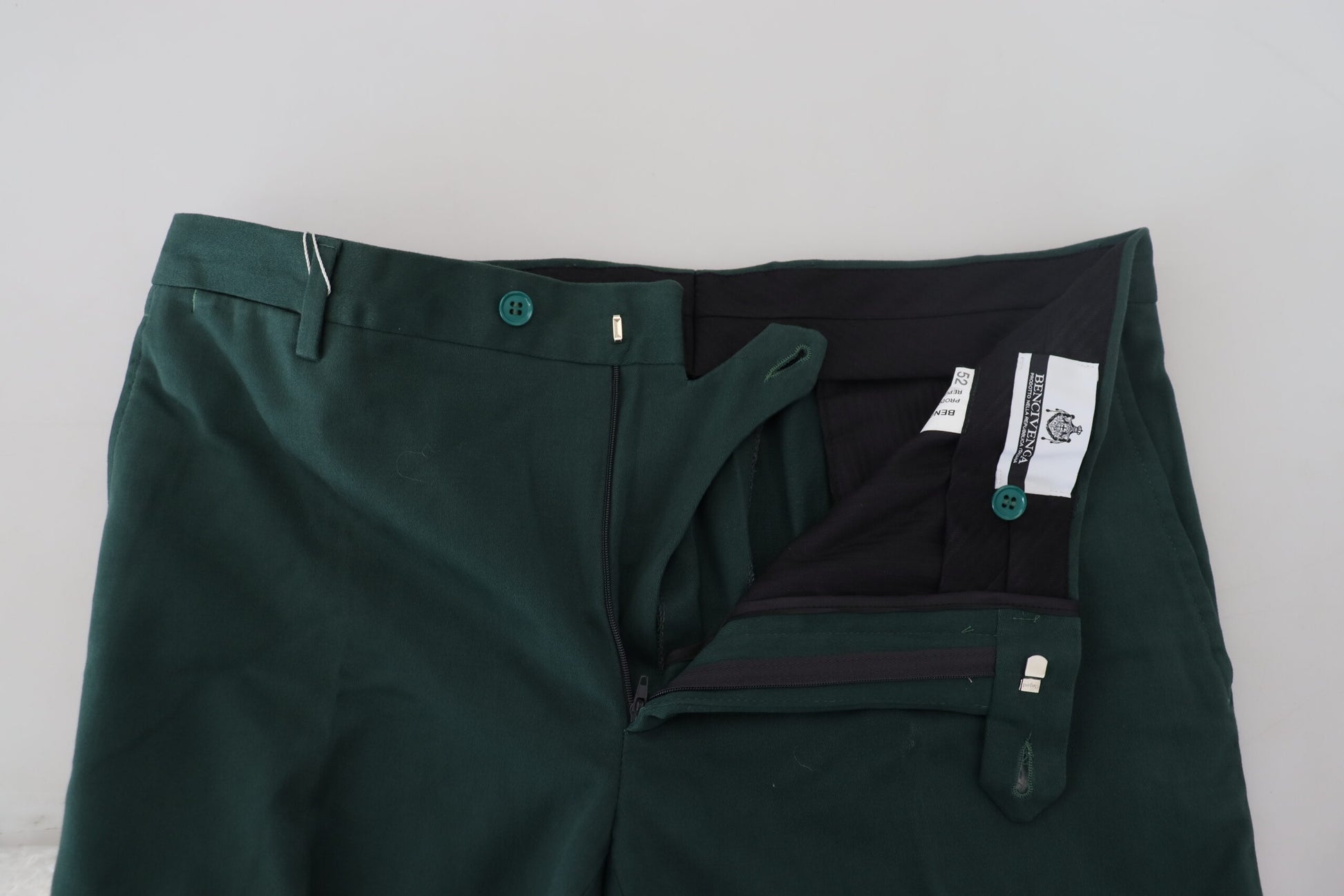 Dark Green Cotton Skinny Men Pants