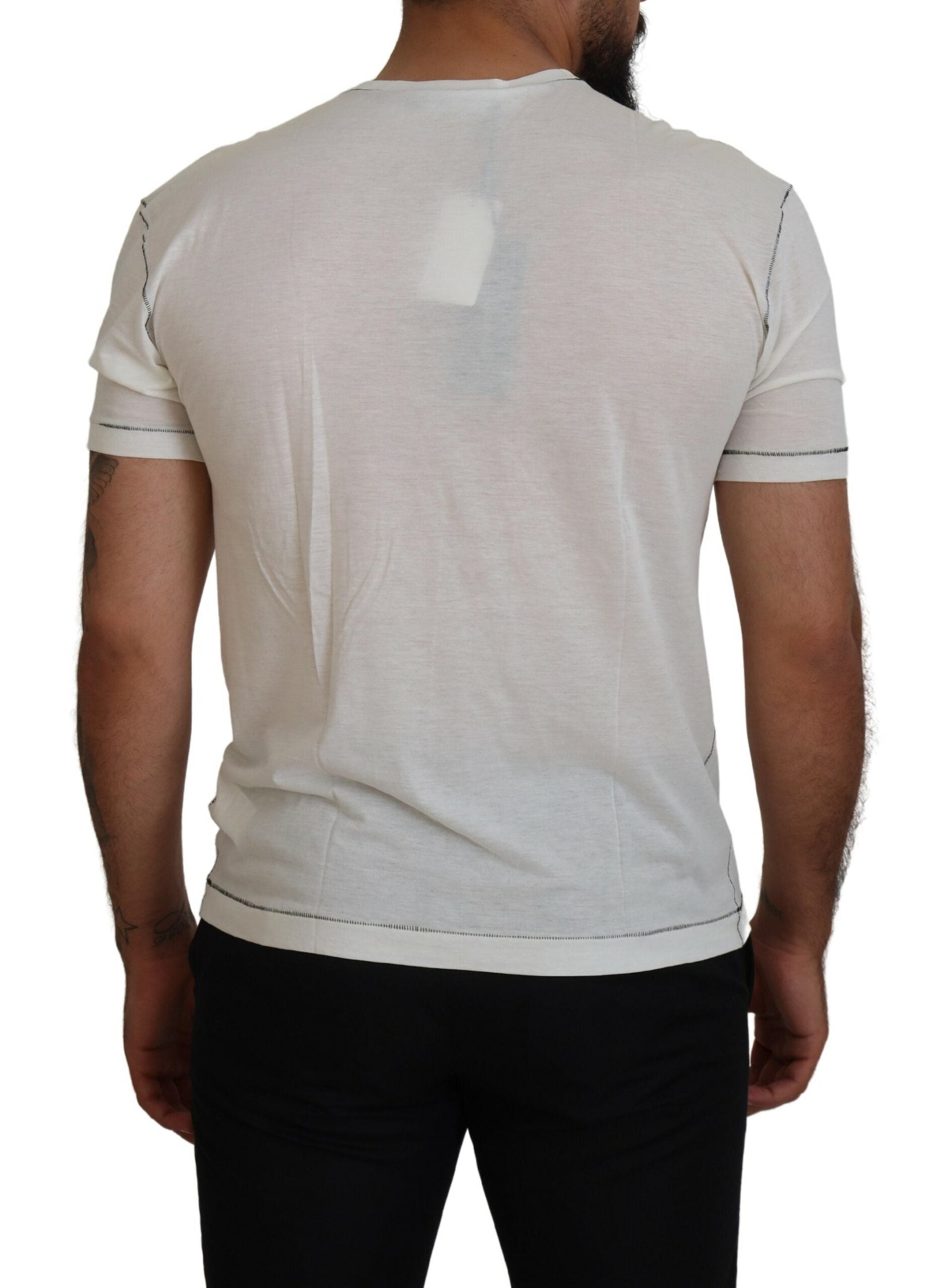 White Printed Short Sleeves Men T-shirt