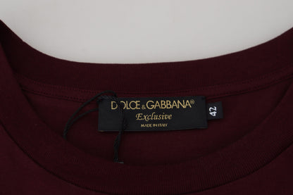 Maroon Printed Short Sleeves Men T-shirt