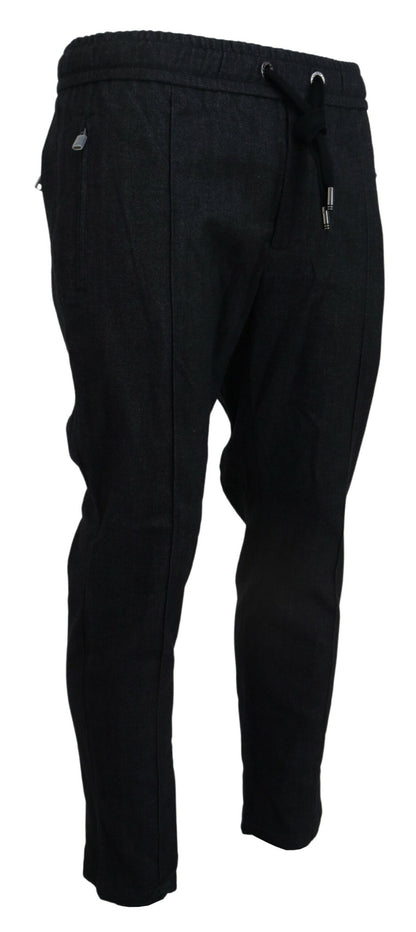 Grey Cotton Tapered Cotton Pants