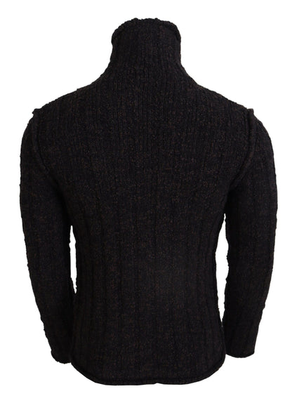 Brown Wool Knit Turtleneck Pullover Sweater