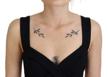 Black Viscose Bodycon Sheath Midi Dress