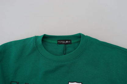 Green Printed Long Sleeves Pullover Sweater