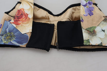 Multicolor Floral Cropped Bustier Corset Top