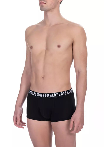 Black Cotton Men's Trunk Underwear Twin Pack
