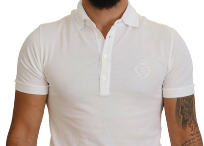 White Cotton Logo Short Sleeve Polo T-shirt