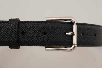 Black Calf Leather Brown Backend Metal Buckle Belt