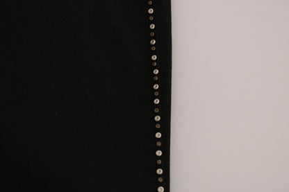 Black Embellished Mid Waist Skinny Denim Jeans