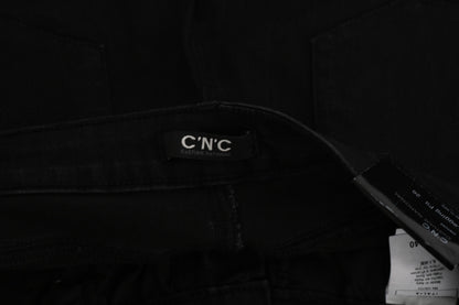 Black Embellished Mid Waist Skinny Denim Jeans