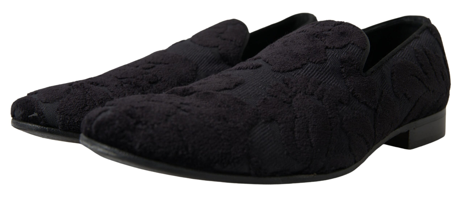 Black Brocade Loafers Formal Shoes
