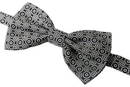 Black White Pattern Adjustable Neck Papillon Bow Tie