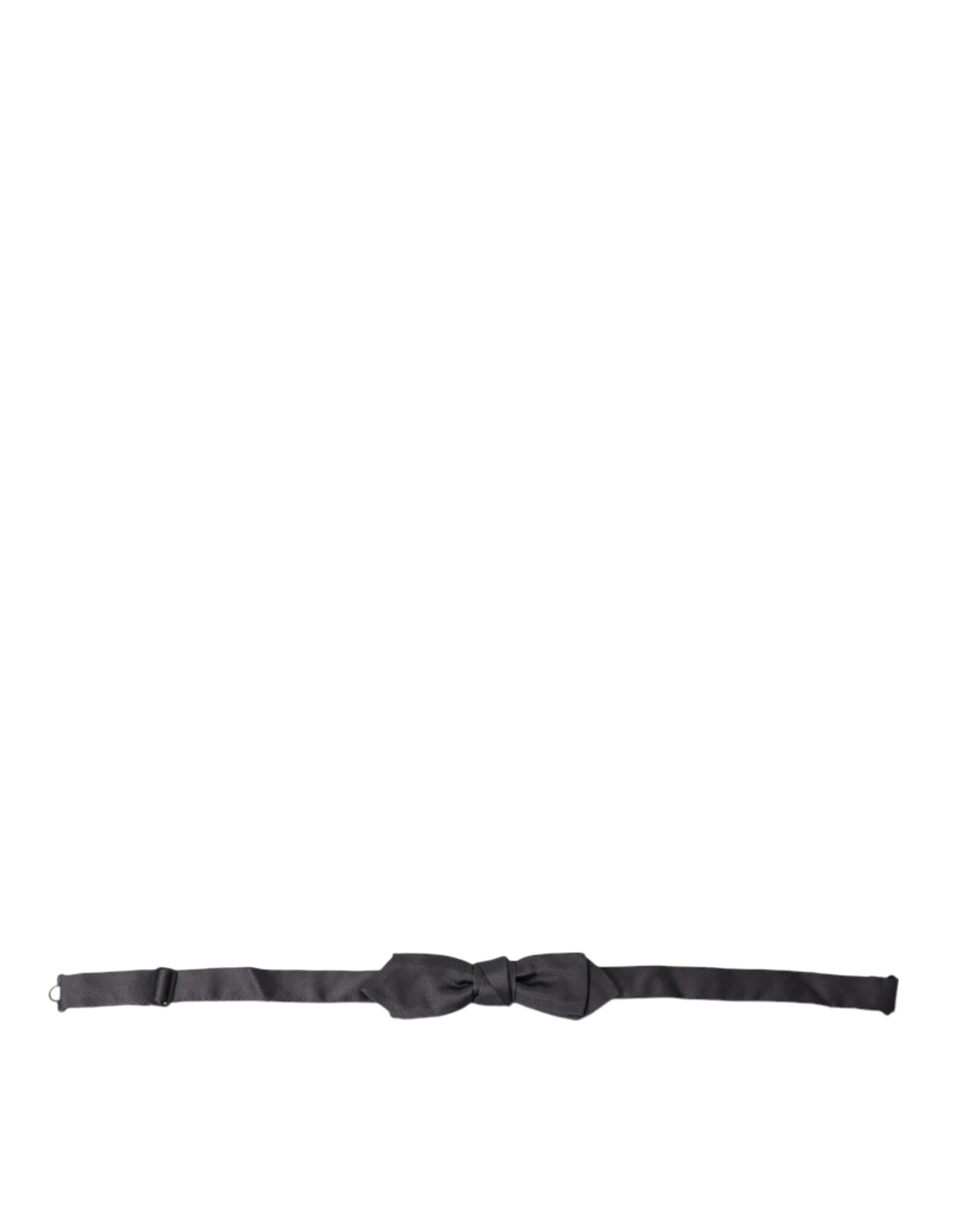 Dark Gray Silk Adjustable Neck Men Papillon Bow Tie