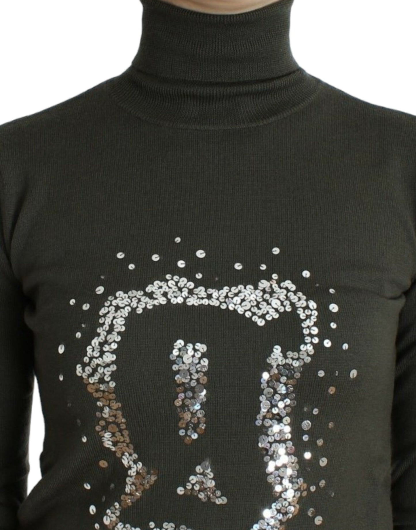 Green wool turtleneck sweater